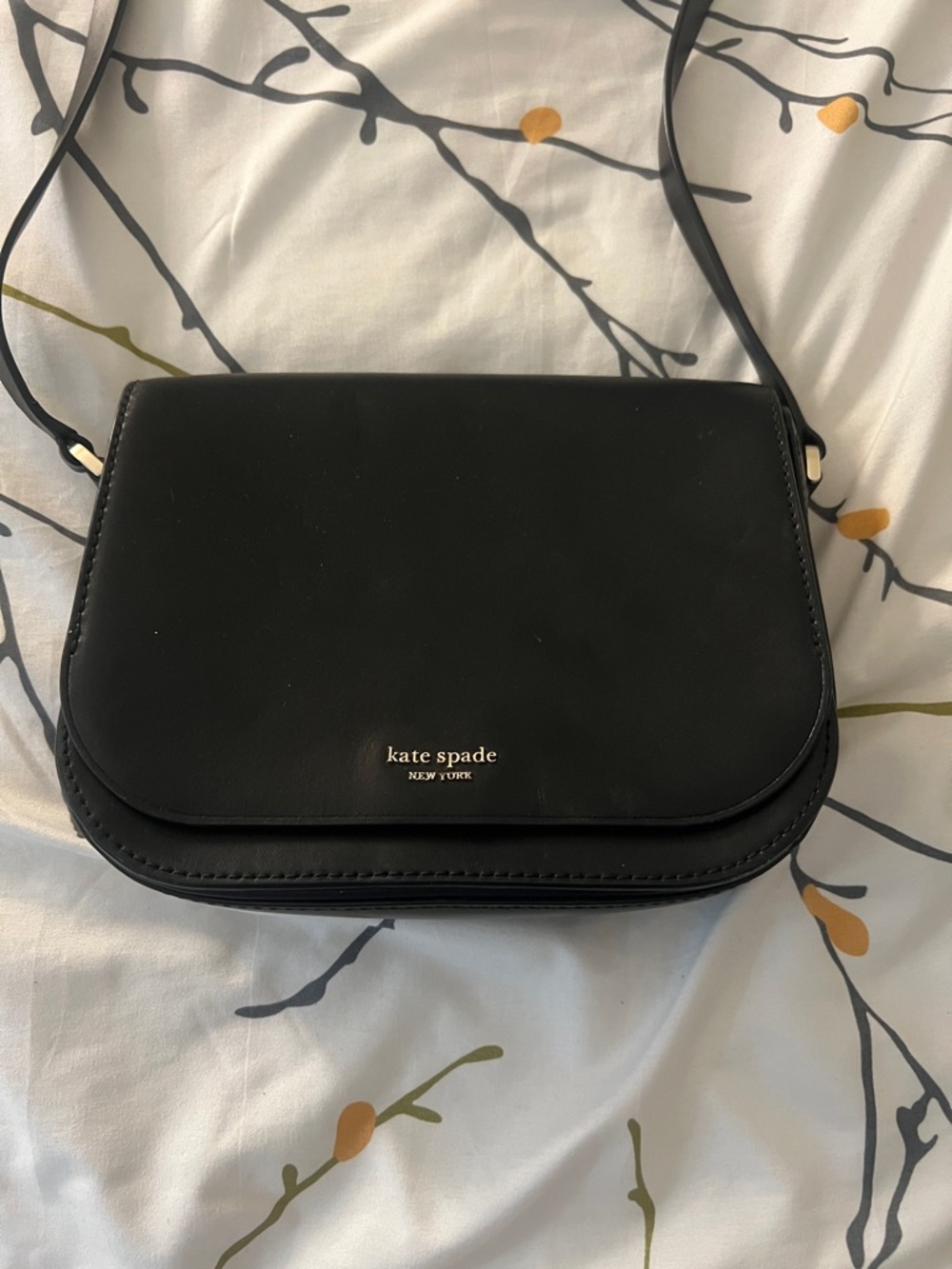 kate spade Black Leather Crossbody Saddle Bag